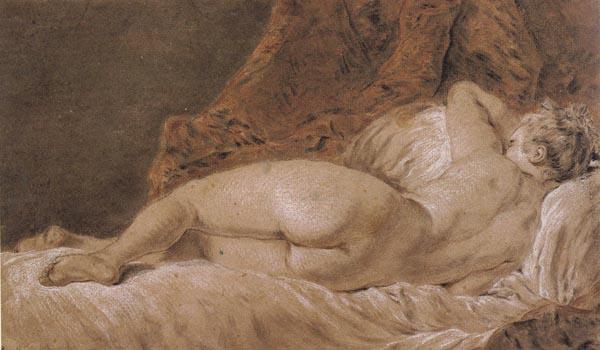 Francois Boucher Reclining female Nude seen from behind France oil painting art